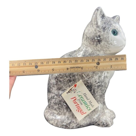 ELPA Alcobaca White Black Cat With Glass Green Eyes Made In Portugal W Sticker - Picture 6 of 13